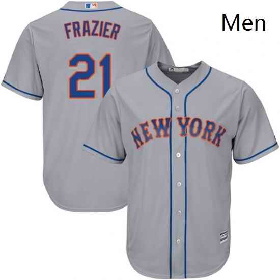 Mens Majestic New York Mets 21 Todd Frazier Replica Grey Road Cool Base MLB Jersey